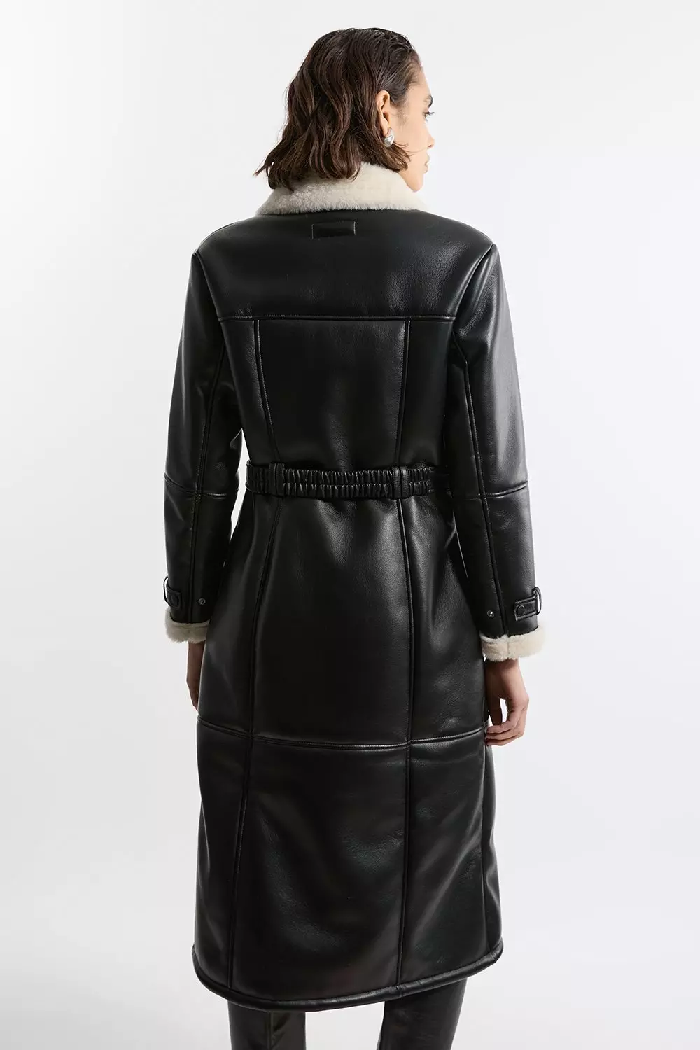 Mono Faux Shearling Aviator Longline Coat  alternative image