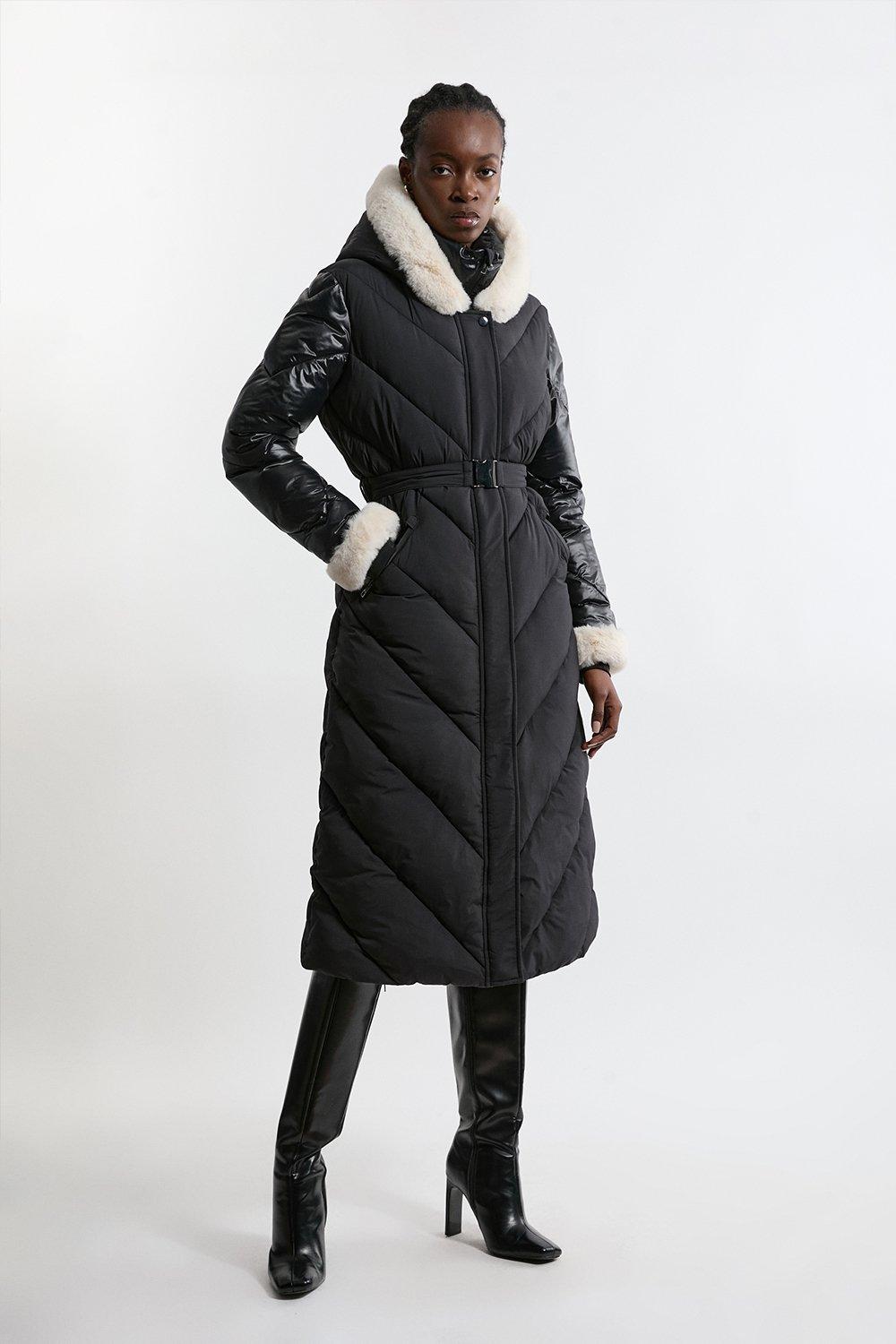 Karen millen quilted coat hotsell