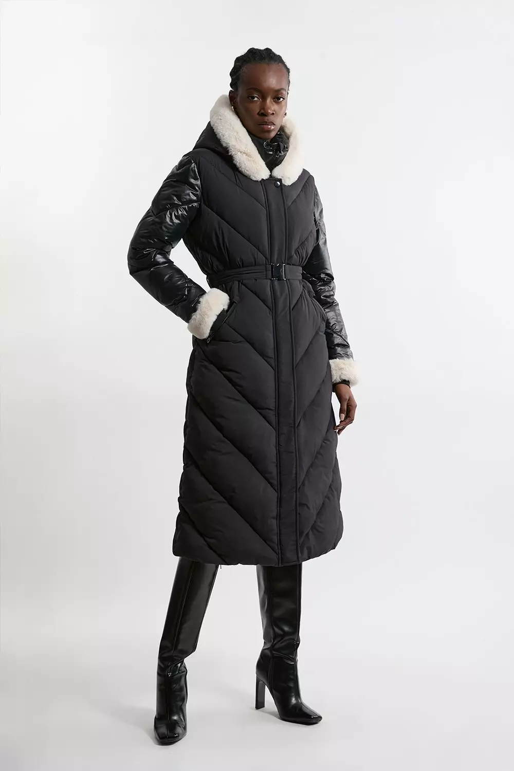 Karen millen longline quilted coat hotsell