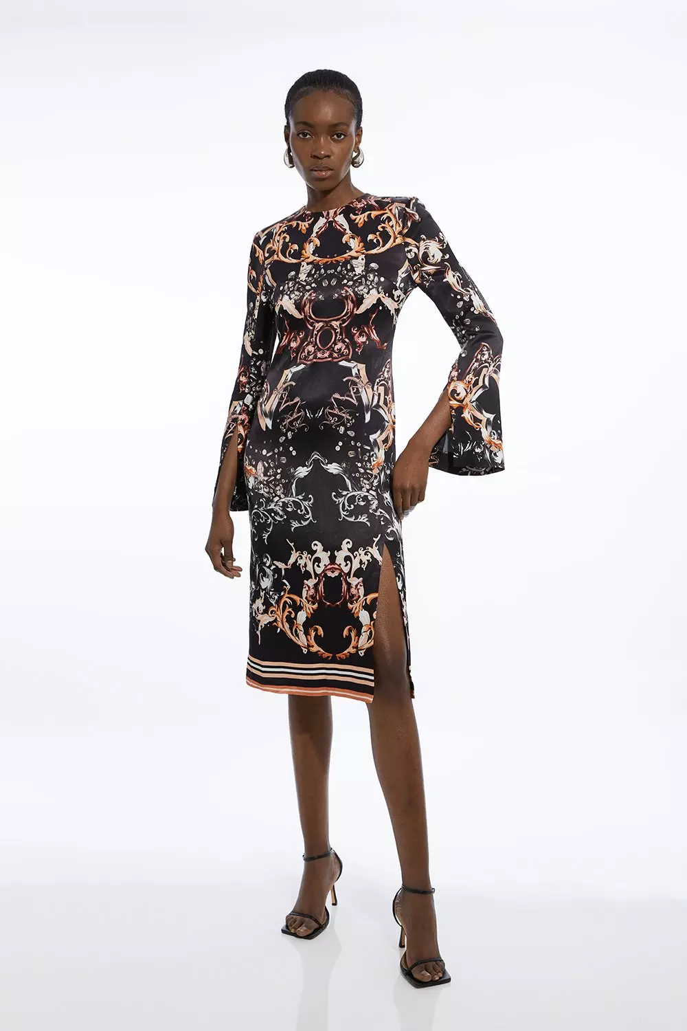 【Karen Millen】アニマル ホルターネック ミディ ワンピース bkk21131_black_xl?$