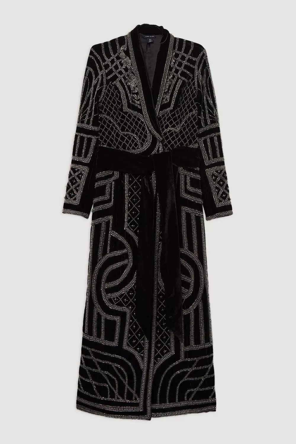 Black Velvet Embellished Woven Maxi Blazer Dress  alternative image