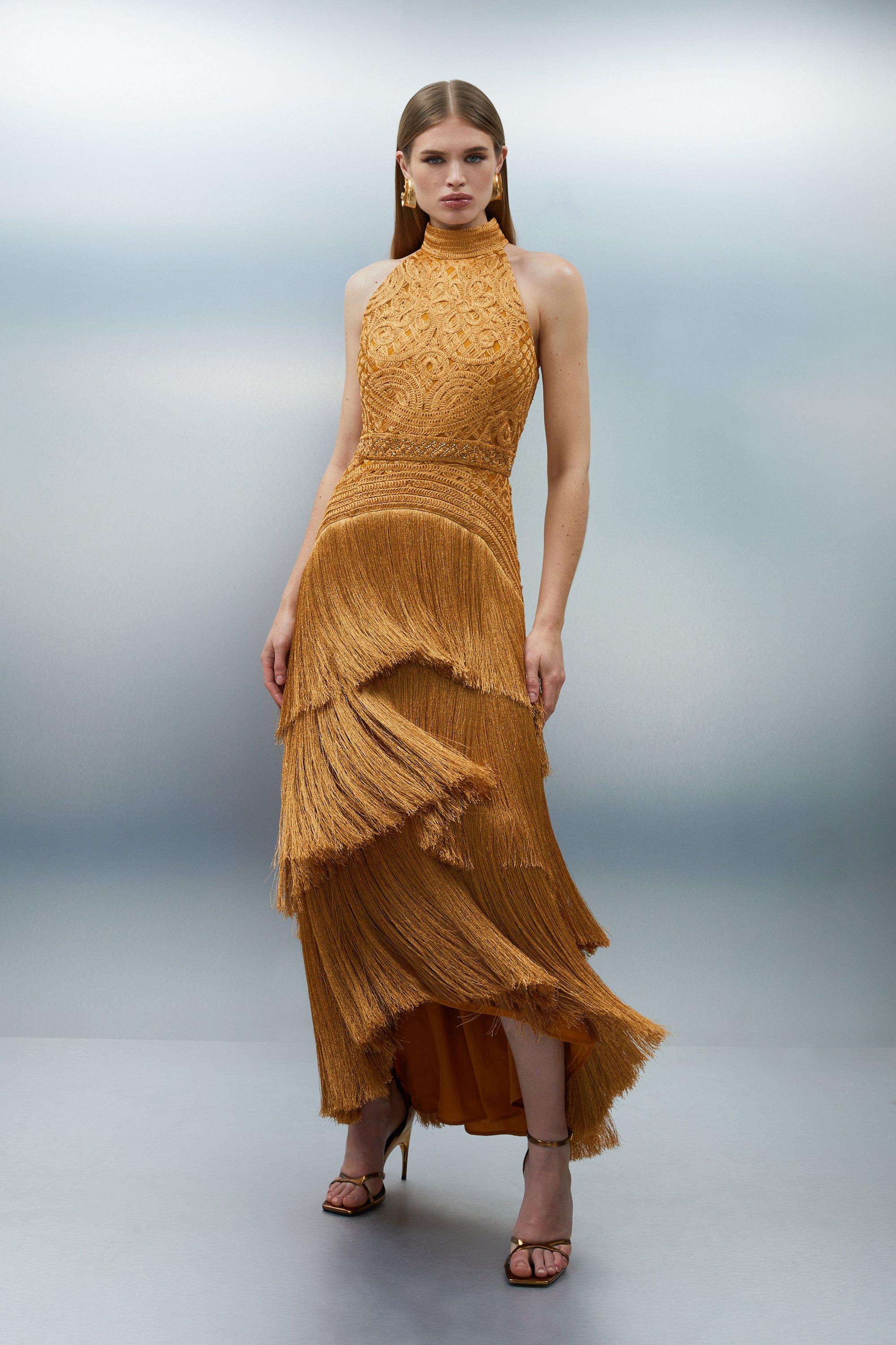 KAREN MILLEN ディアマンテメタリックジャカードプロムドレス 安心追跡【KAREN MILLEN】パイソン柄ジャージーマキシドレス