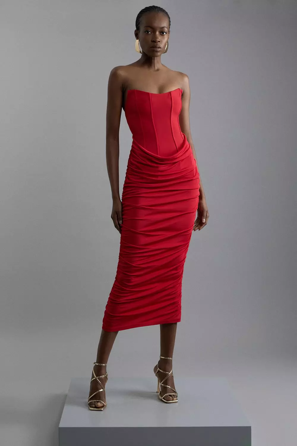 Karen millen red midi dress best sale