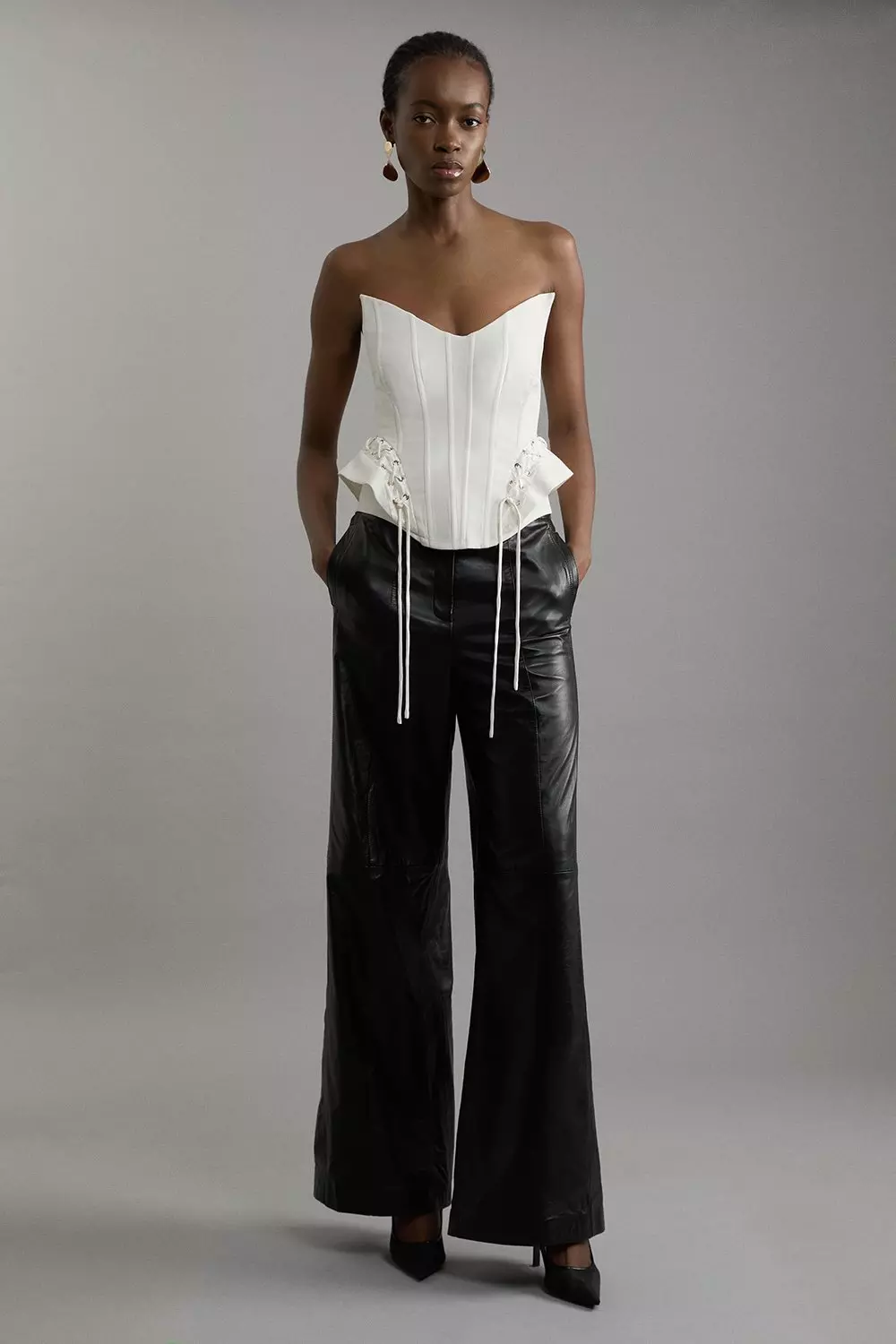 Mid rise leather pants best sale