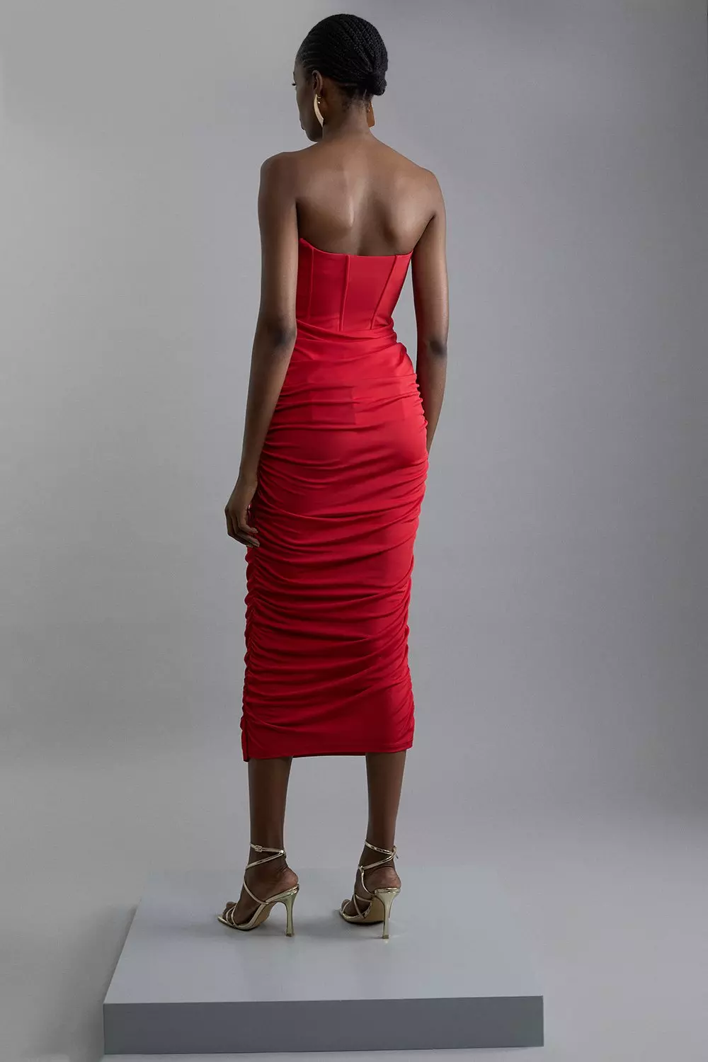Petite Premium Viscose Jersey Corset Midi Dress | Karen Millen