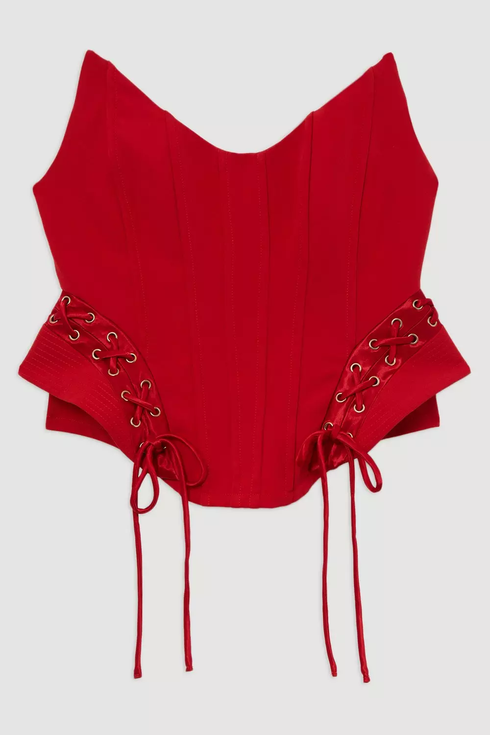 Premium Viscose Jersey Corset Ribbed Detail Top | Karen Millen