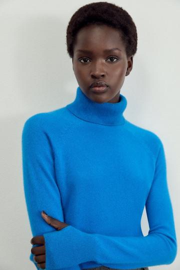 The Founder Cashmere Roll Neck Jumper blue