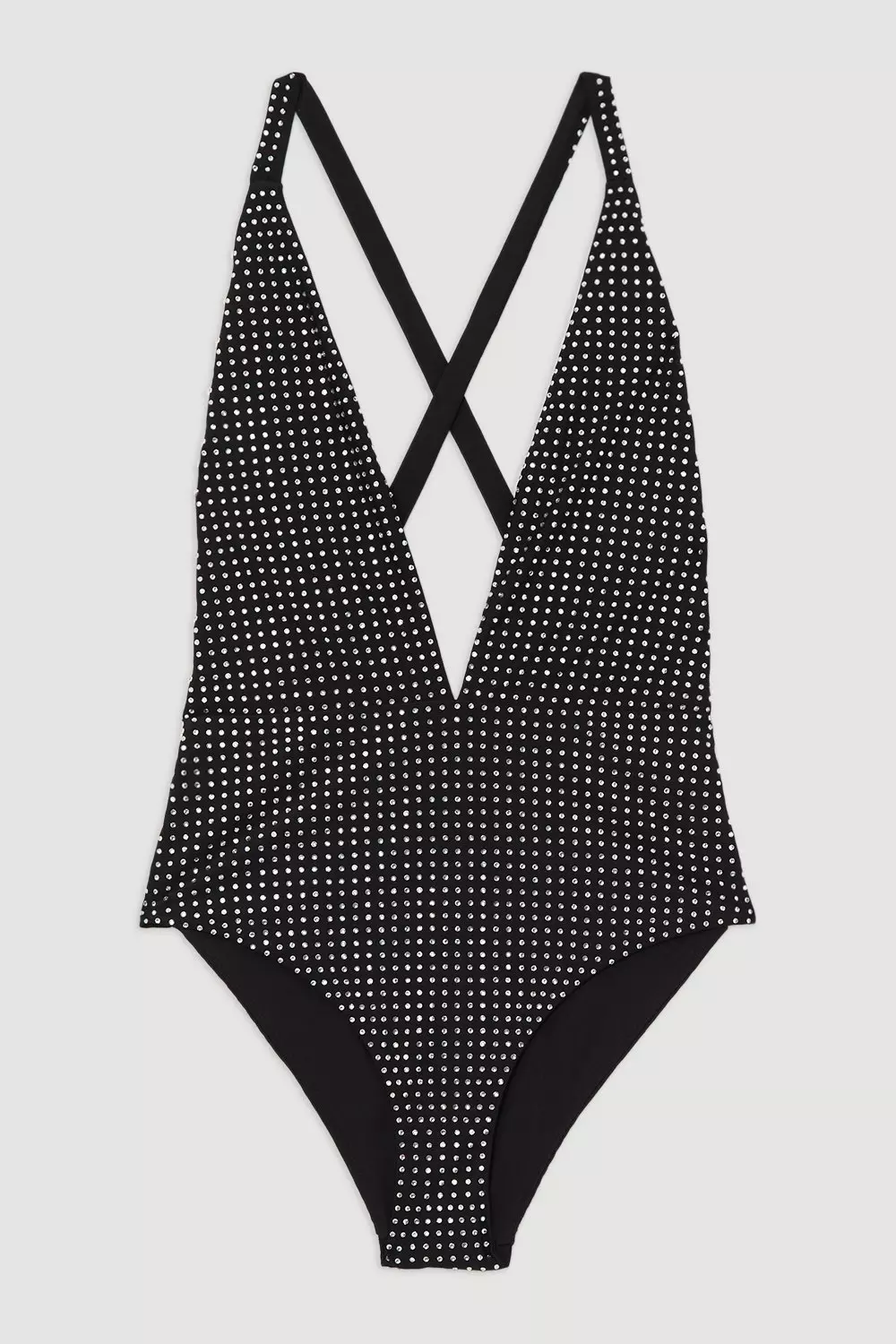 Black Embellished Plunge Swimsuit alternative image