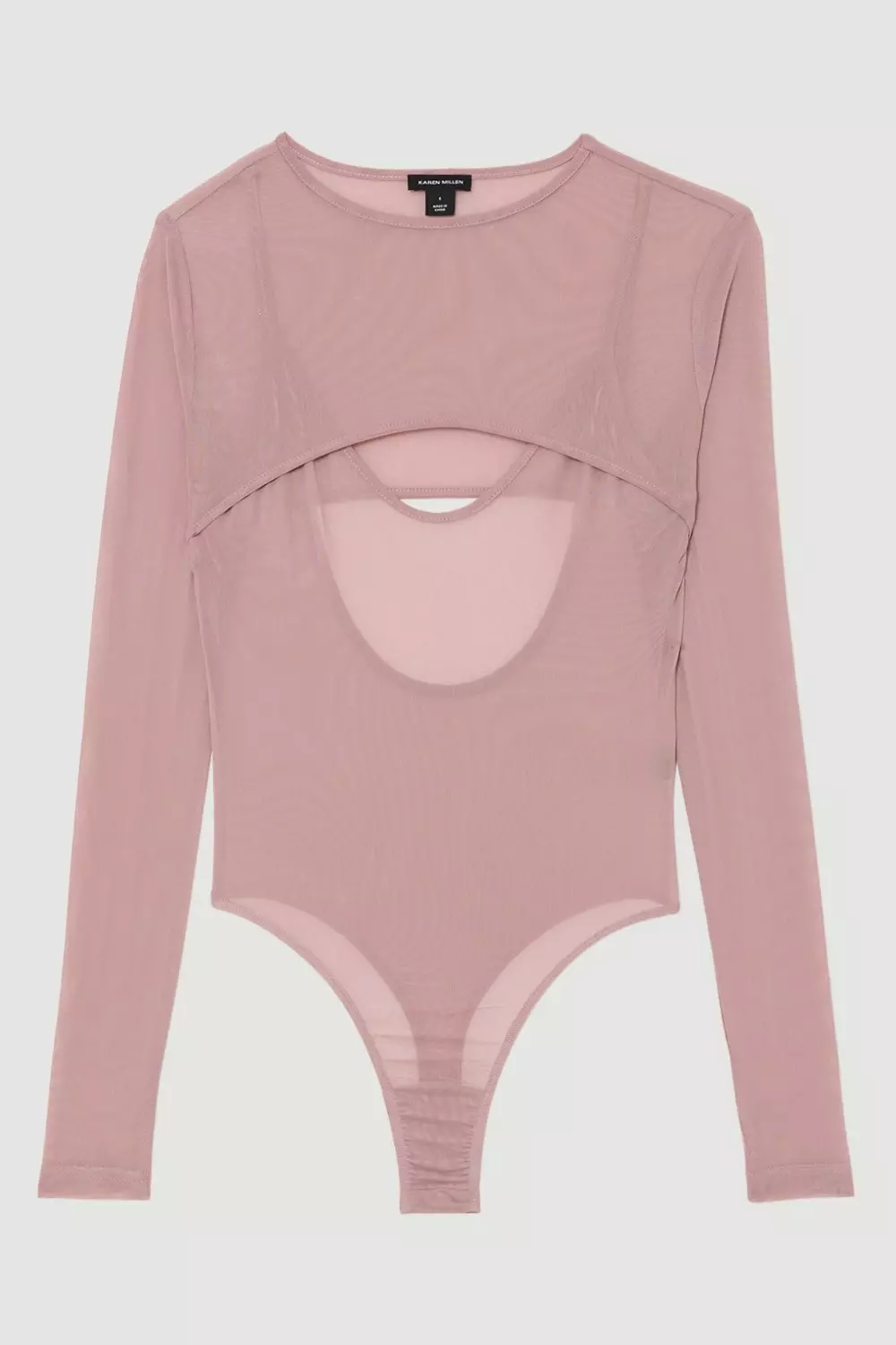 Blush Double Layered Cut Out Mesh Bodysuit   alternative image