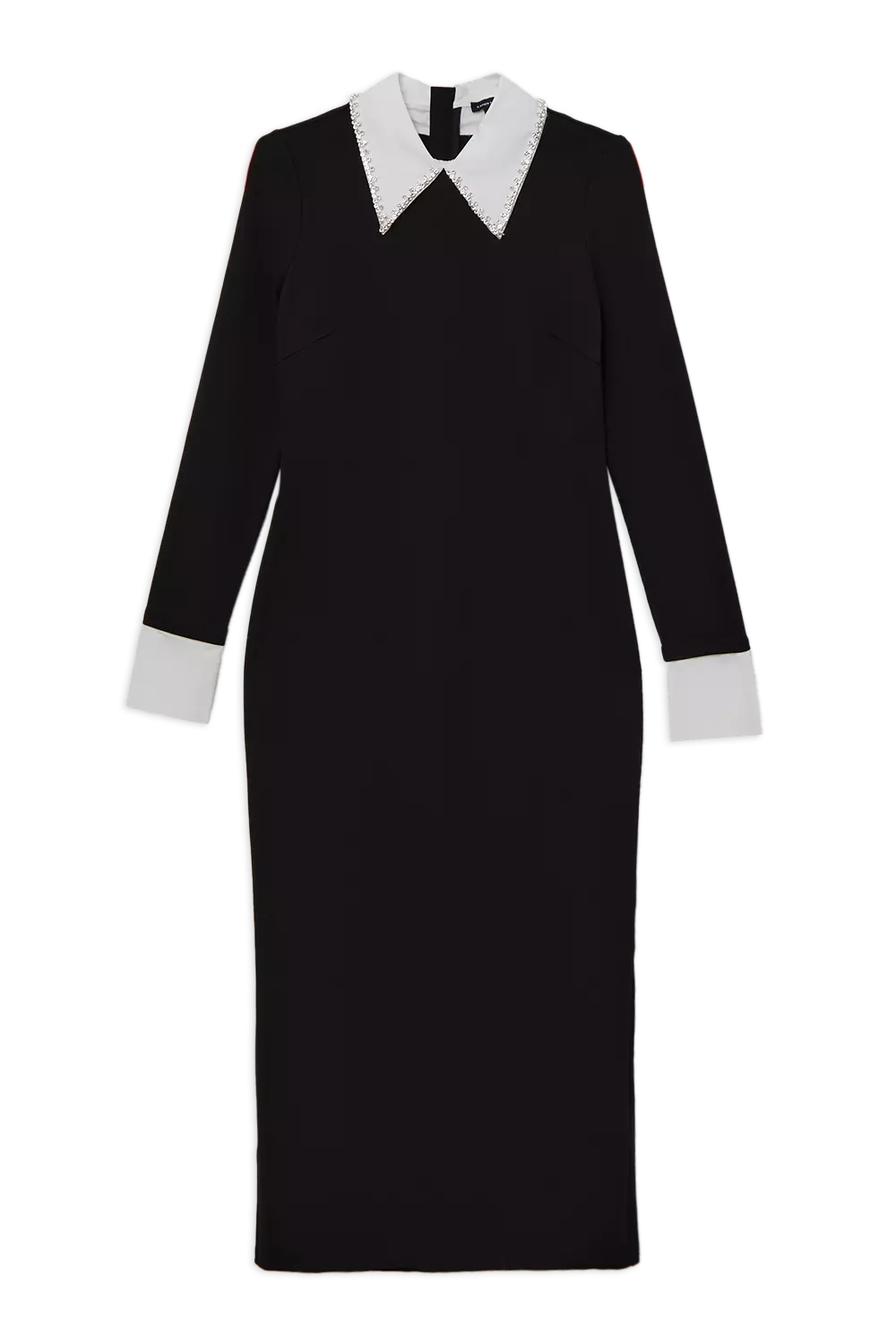 Ponte Embellished Contrast Collar Fitted Maxi Dress | Karen Millen