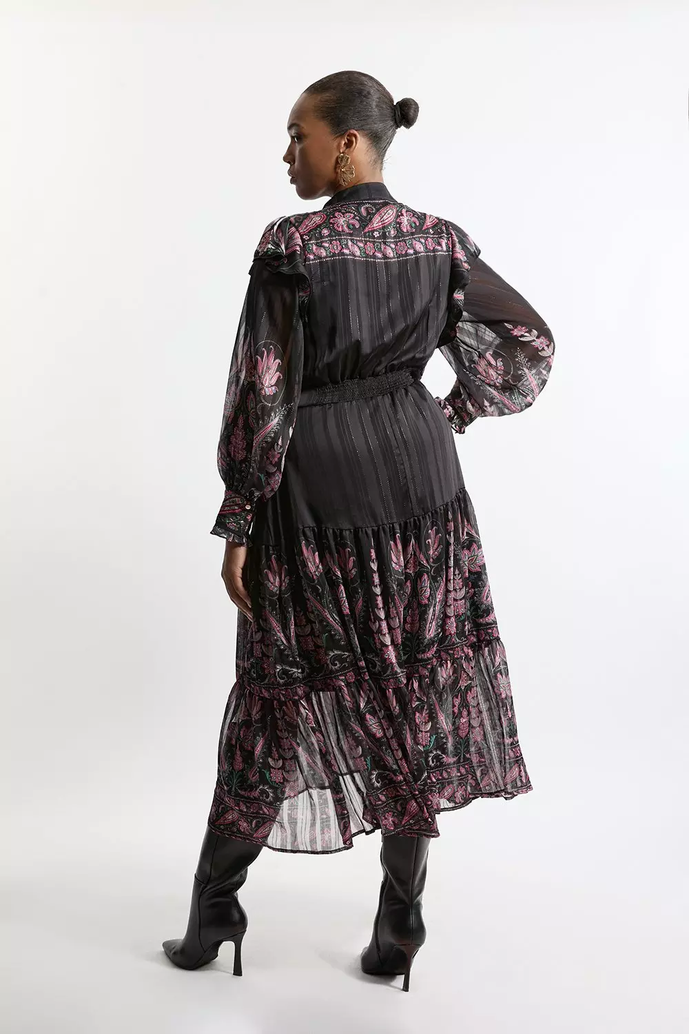 Plus Size Boho Floral Woven Midaxi Dress With Lace Front Detail alternative image