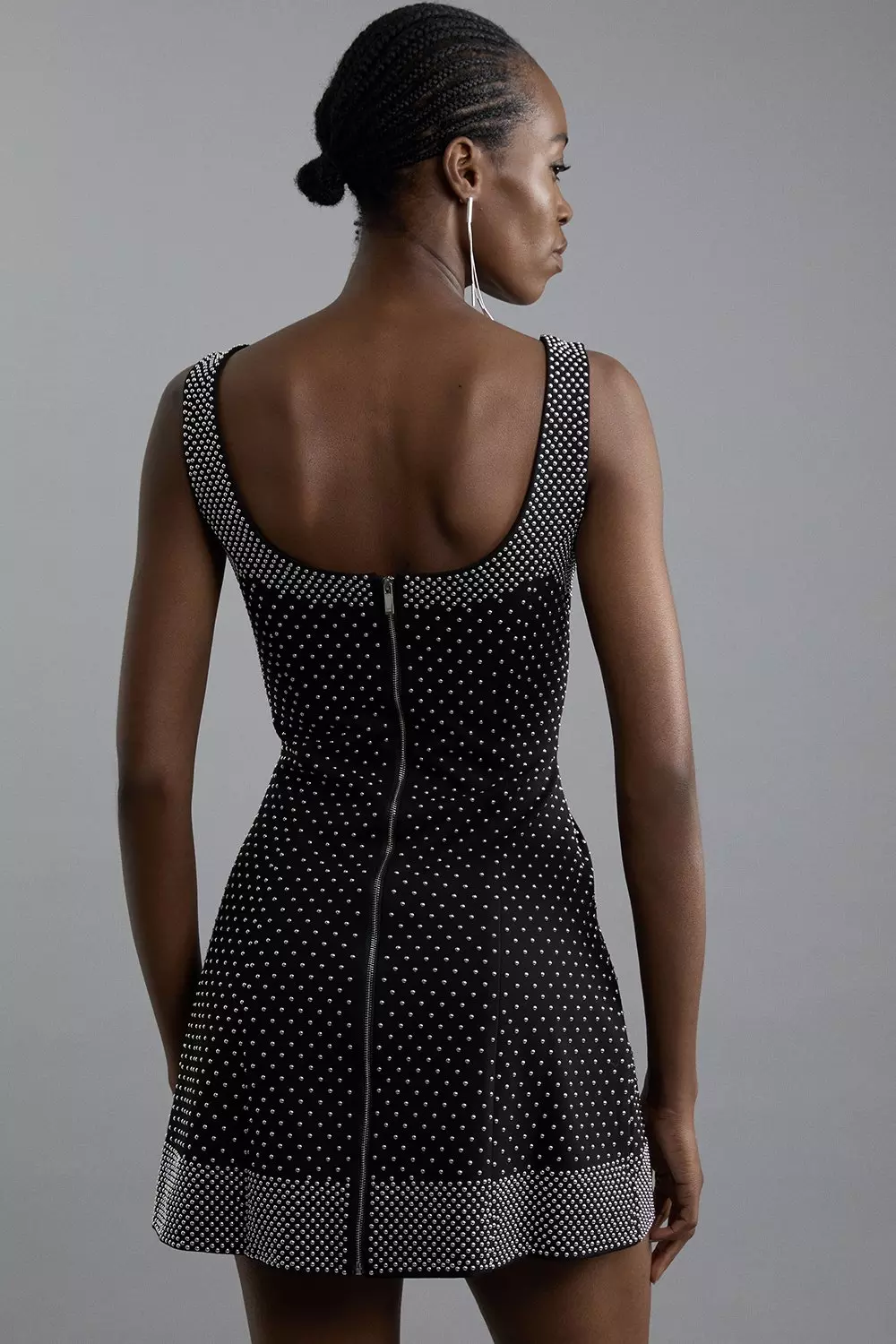 Studded Ponte Jersey Strappy Mini Dress | Karen Millen