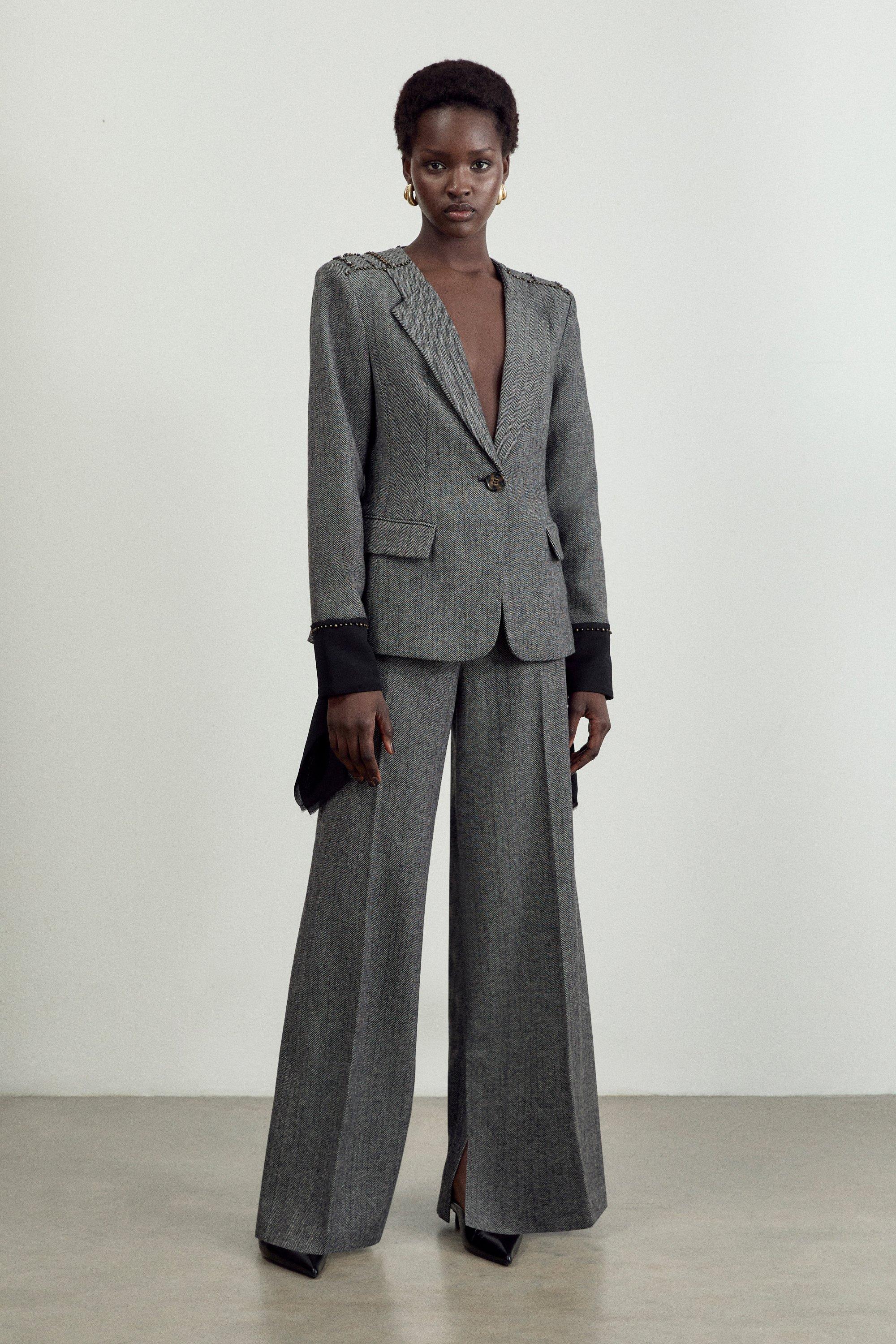 Mono The Founder Herringbone Tailored Wide Leg Pants