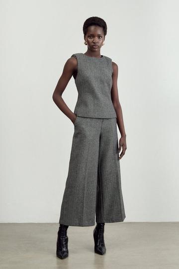 The Founder Tall Herringbone Straight Leg Cropped Trousers mono