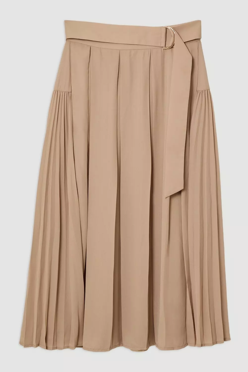 Georgette Belted Pleat Woven Midi Skirt | Karen Millen