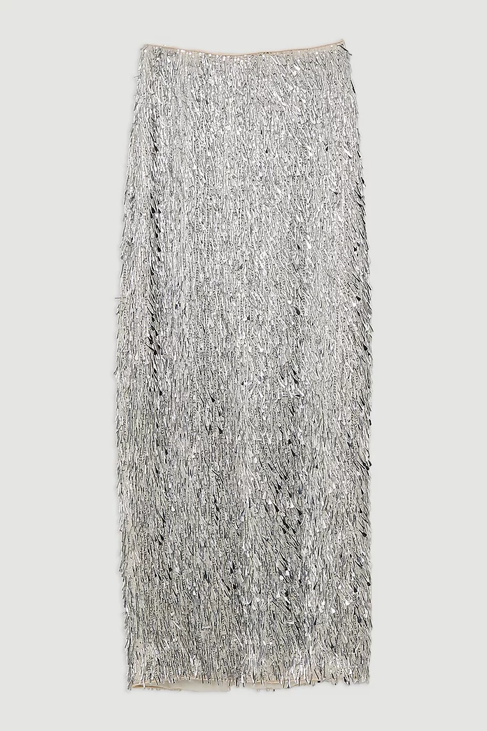 Textured Sequin Woven Maxi Skirt | Karen Millen Textured Sequin Woven Maxi Skirt | Karen Millen