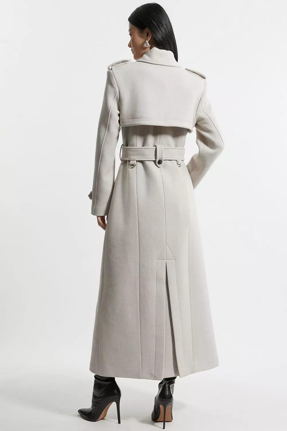 Italian Wool Tailored Belted Trench Maxi Coat  alternative image