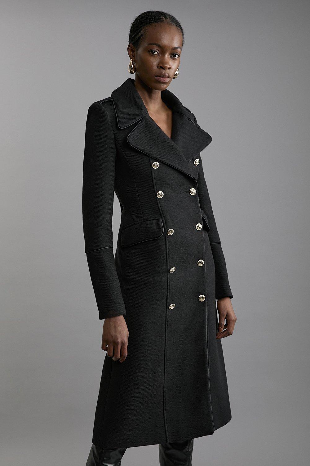 Black military coat ladies hotsell