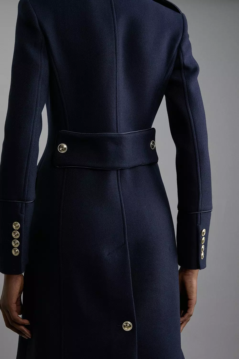 Italian Wool Double Breasted Military Midi Coat Karen Millen