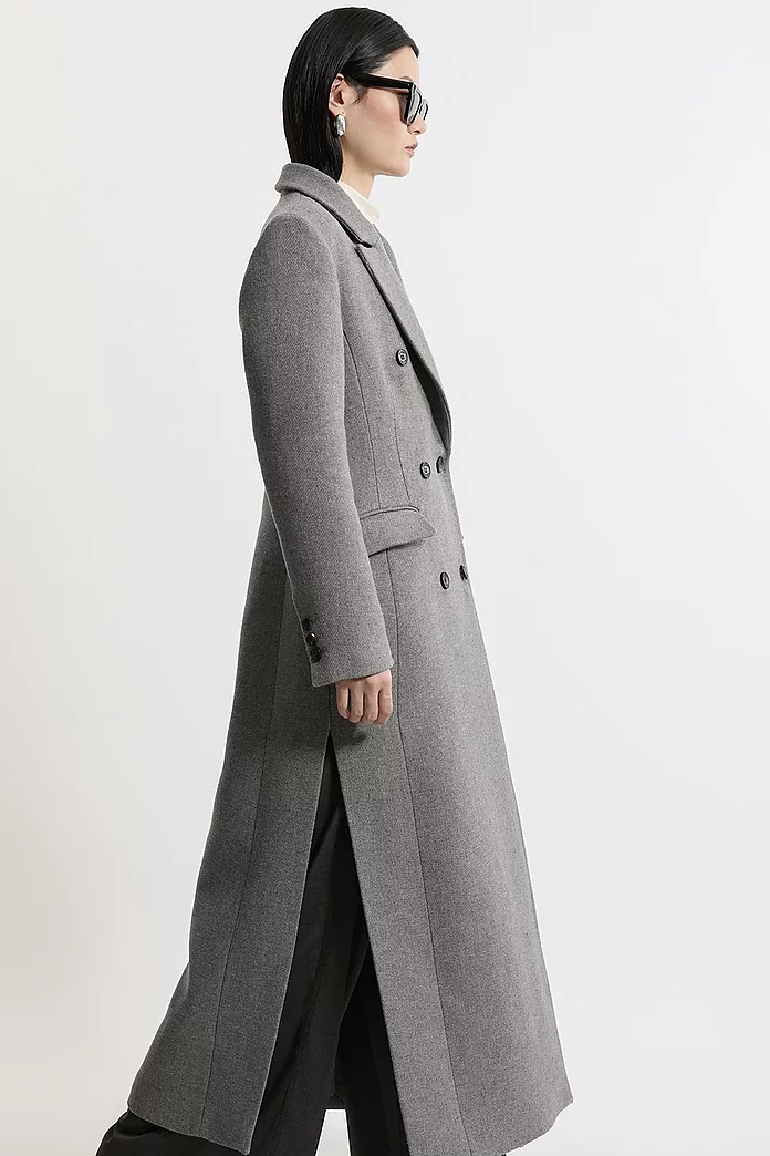 Italian Wool Mix Maxi Double Breasted Tailored Coat | Karen Italian Wool Mix Maxi Double Breasted Tailored Coat | Karen