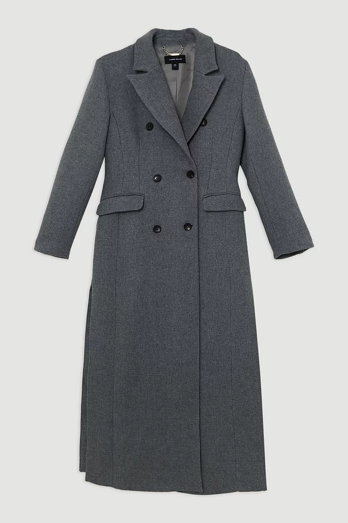 Italian Wool Mix Maxi Double Breasted Tailored Coat | Karen Italian Wool Mix Maxi Double Breasted Tailored Coat | Karen