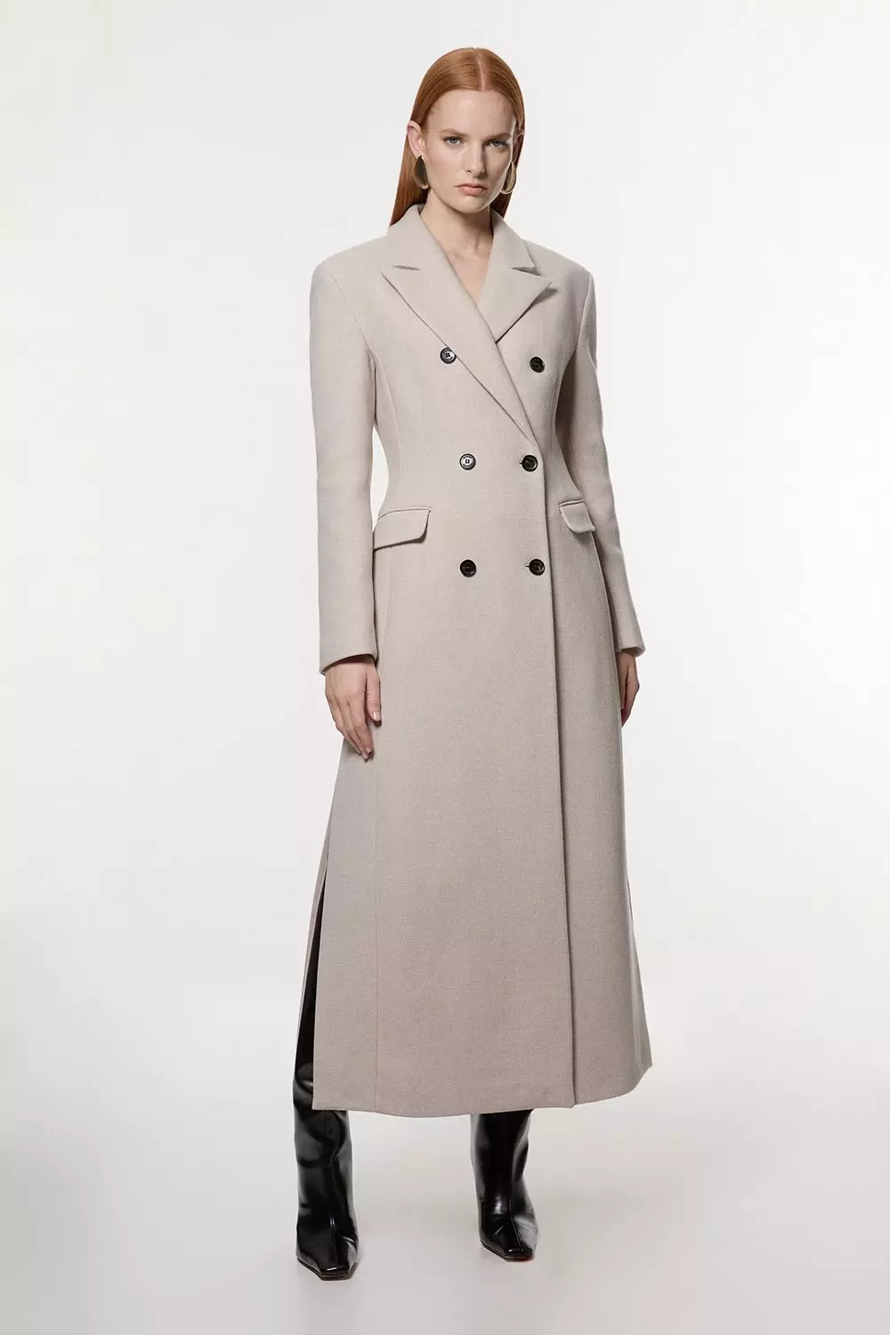 Italian Wool Mix Maxi Double Breasted Tailored Coat | Karen