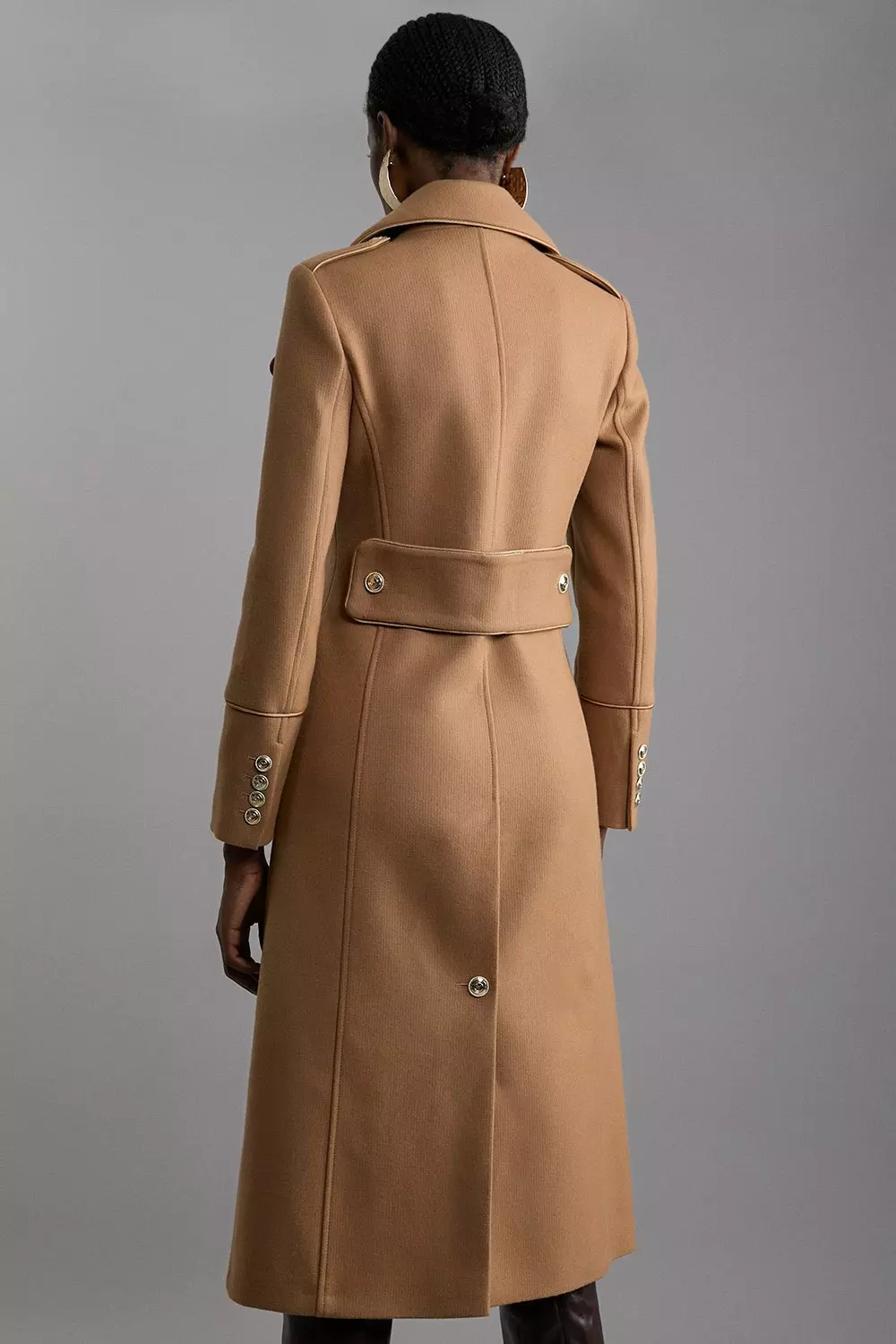 Italian Wool Double Breasted Military Midi Coat Karen Millen