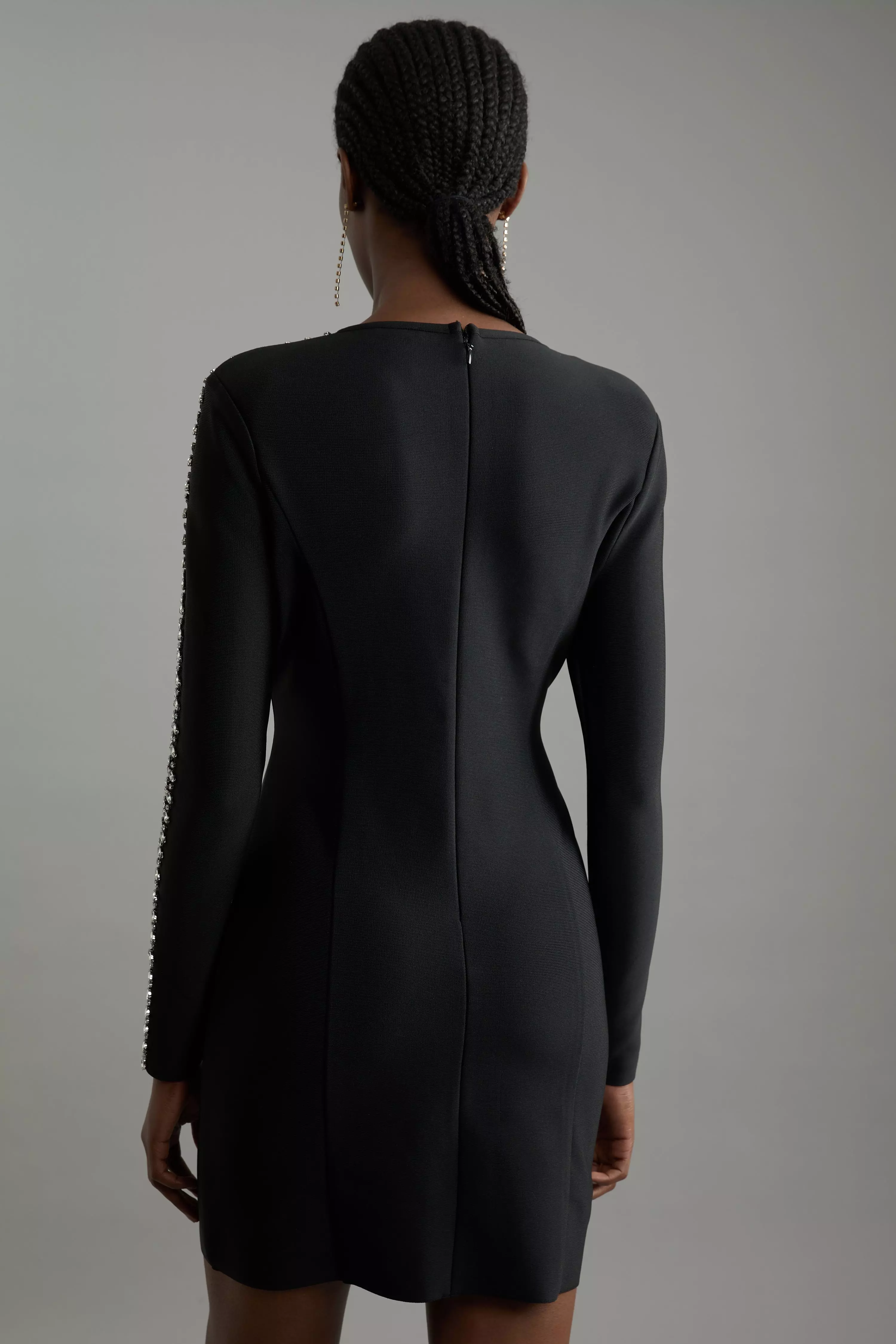Tall Figure Form Bandage Knit Embellished Mini Dress | Karen