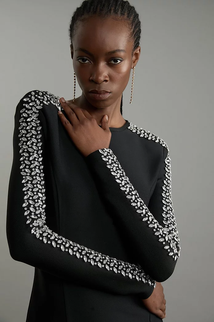Figure Form Bandage Knit Embellished Mini Dress | Karen Millen Figure Form Bandage Knit Embellished Mini Dress | Karen Millen