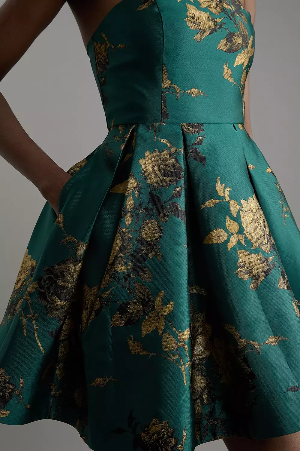 Green Floral Print Woven Mini Dress alternative image