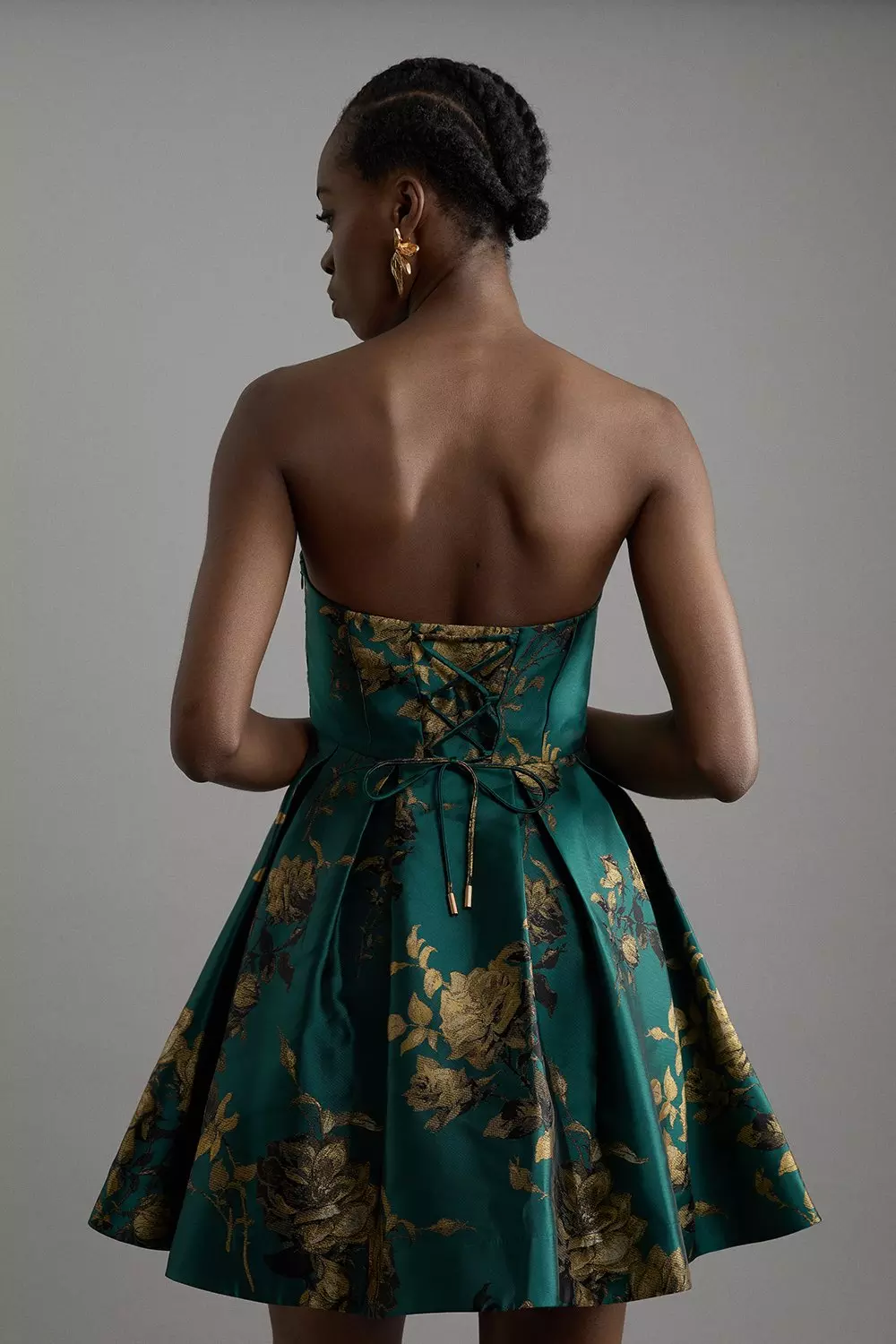 Green Floral Print Woven Mini Dress alternative image