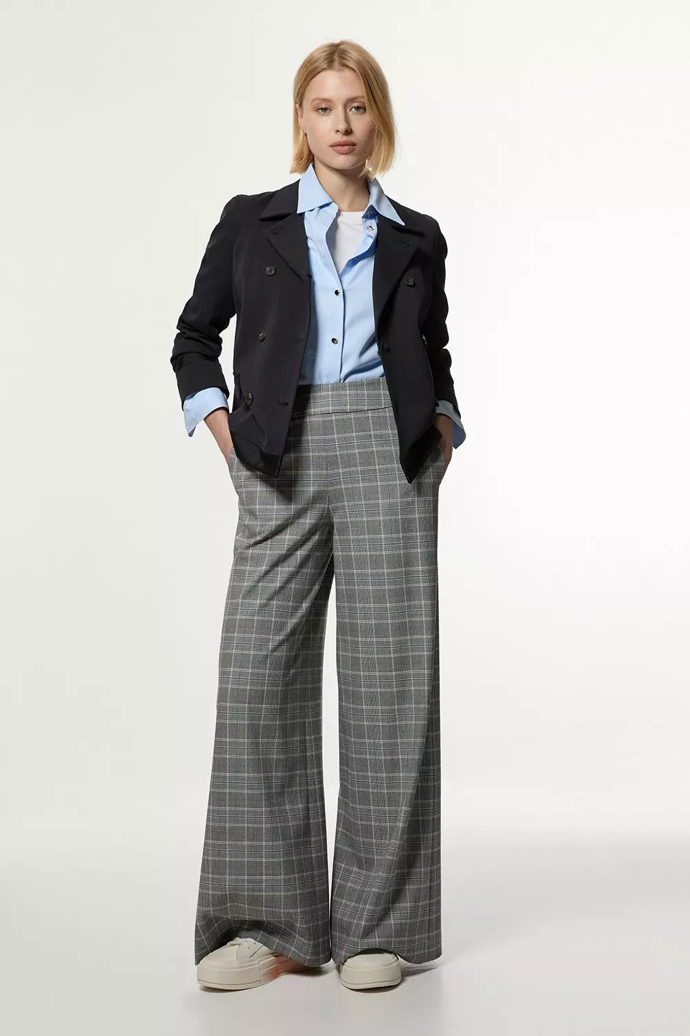 Grey Flannel Tailored Wide Leg Pants | Karen Millen