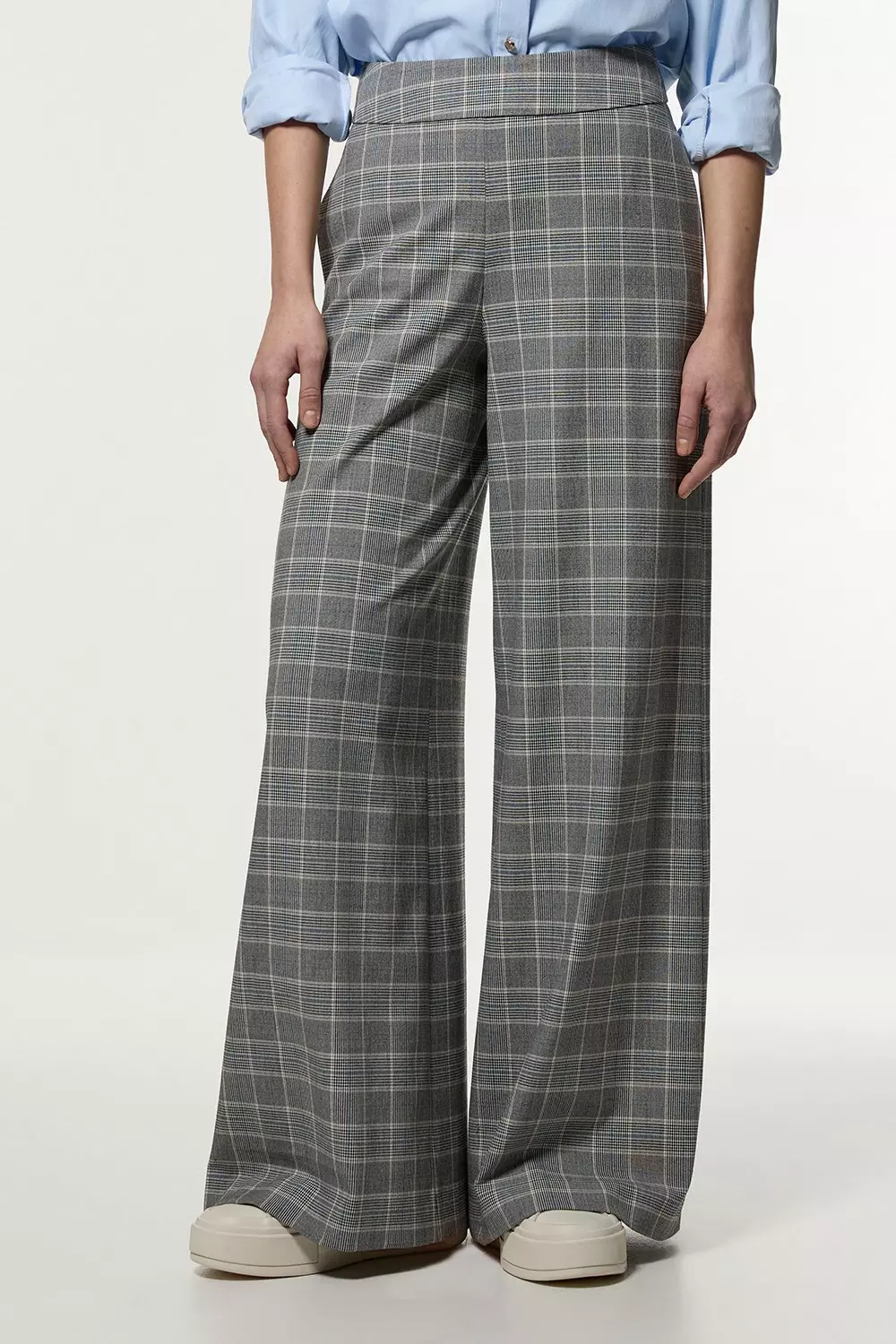 【Karen Millen】テーラード ストレート レッグ パンツ KAREN MILLEN Tailored Chambray Denim Straight Leg Pleated