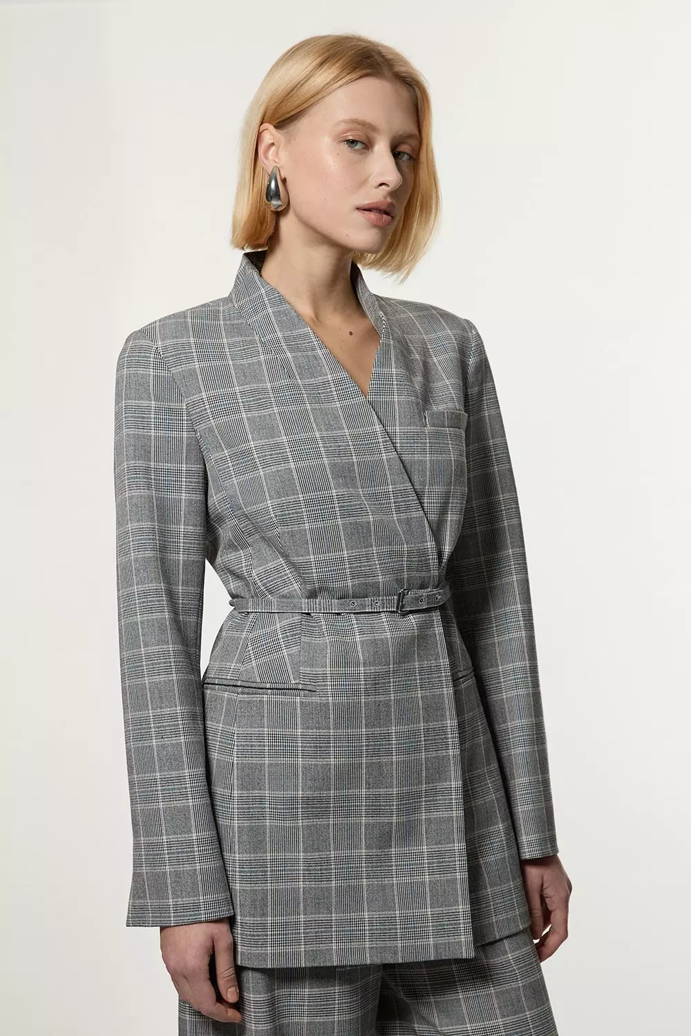 【KAREN MILLEN】ヘリンボーン シングルブレスト ブレザー Karen Millen】花柄 ダブルブレスト テーラード ミディ コート