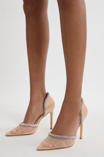 Nude Mesh Toe Diamante Heel