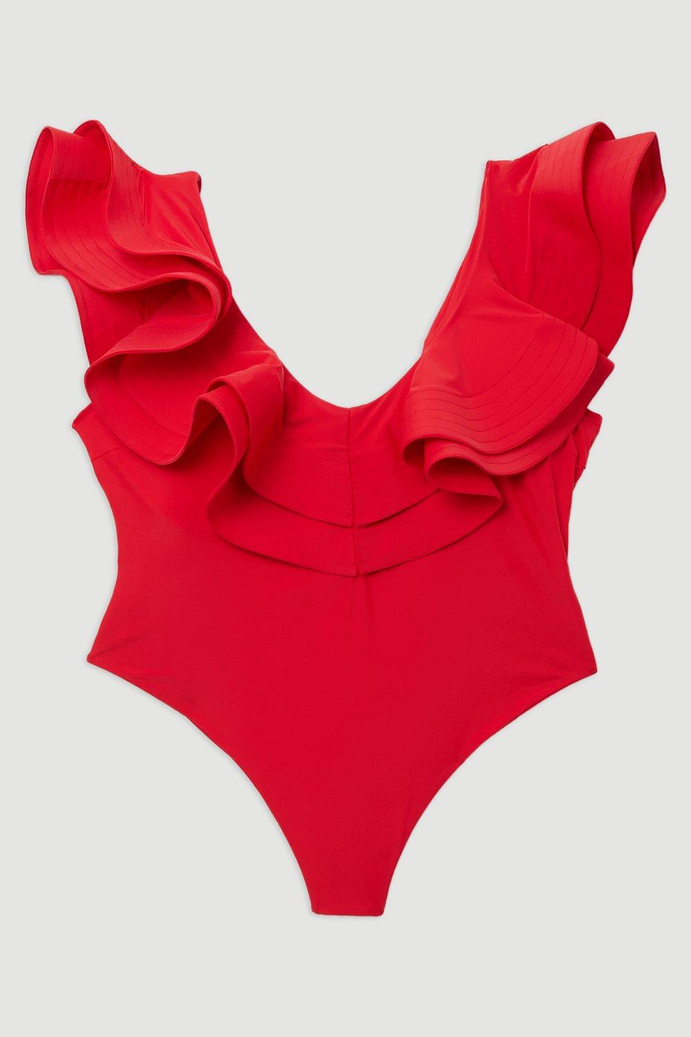【新品】Volume Frill One Piece Swimsuit Mサイズ Women's Ruffle One Shoulder Full Coverage One Piece Swimsuit