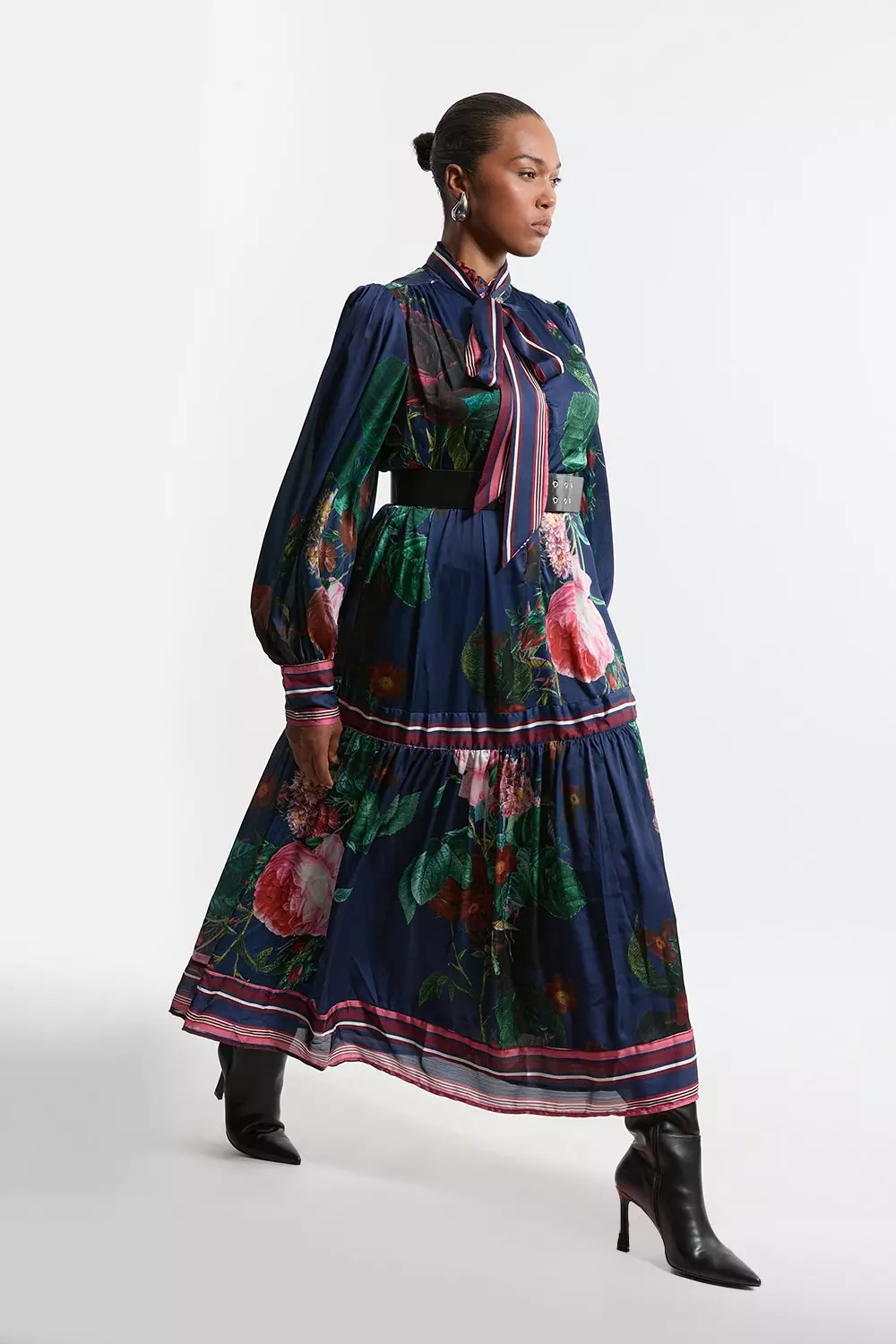 Plus Size Floral Print Woven Balloon Sleeve Midaxi Dress Karen Millen
