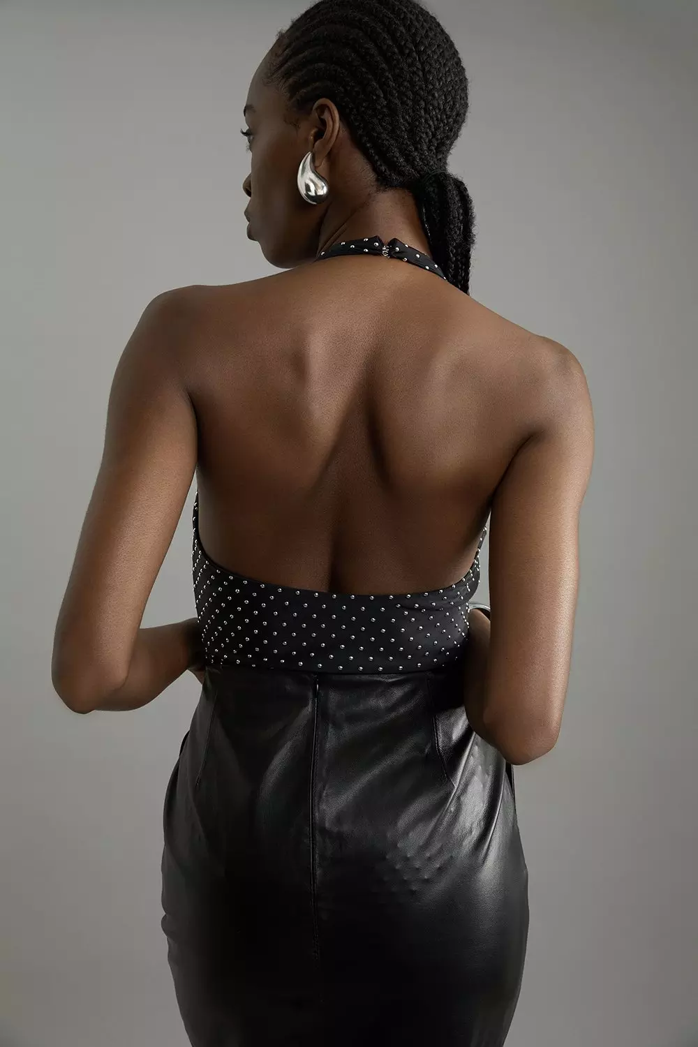 Black Studded Ponte Jersey Bodysuit alternative image