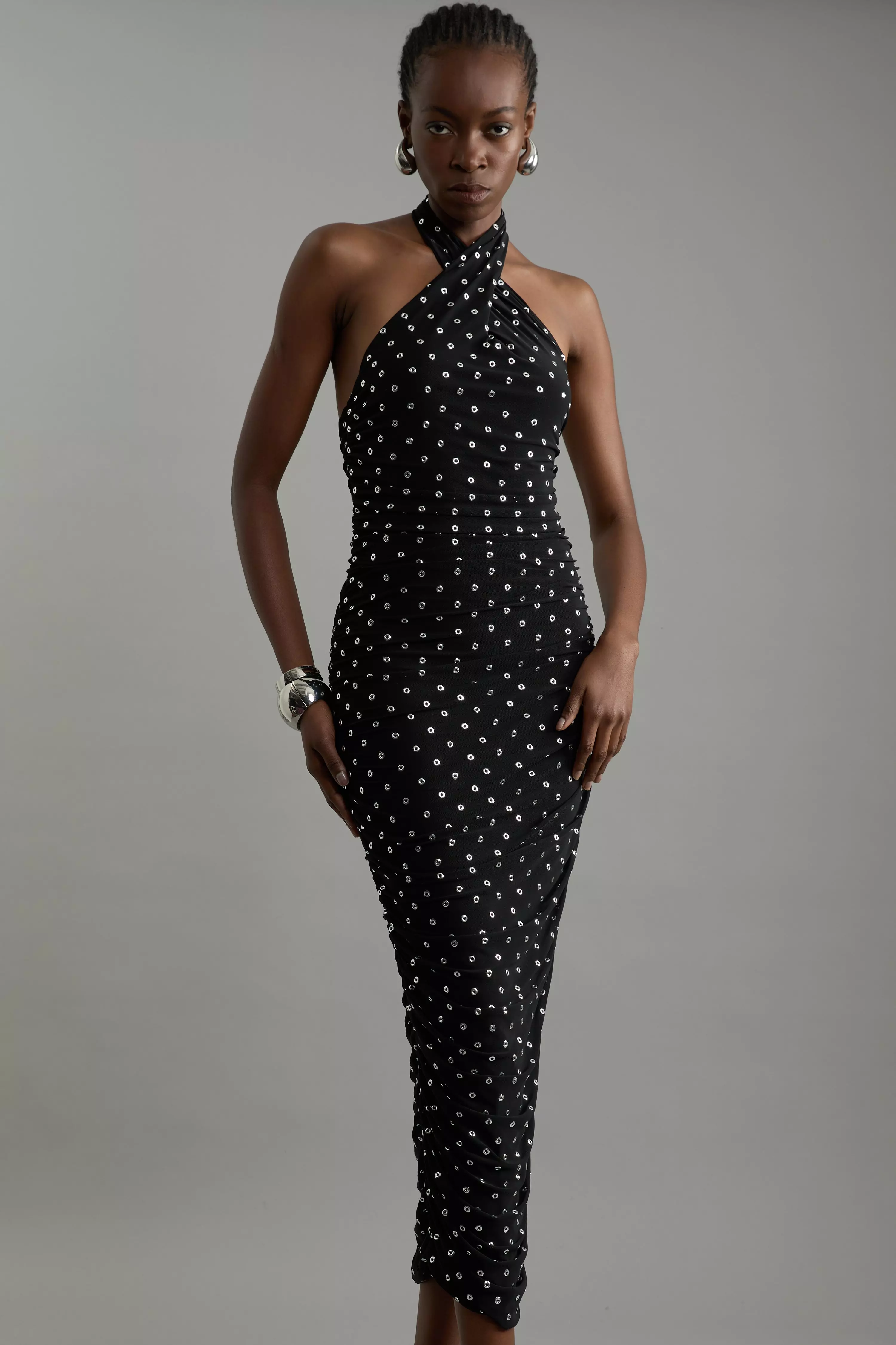 Studded Mesh Maxi Dress Karen Millen