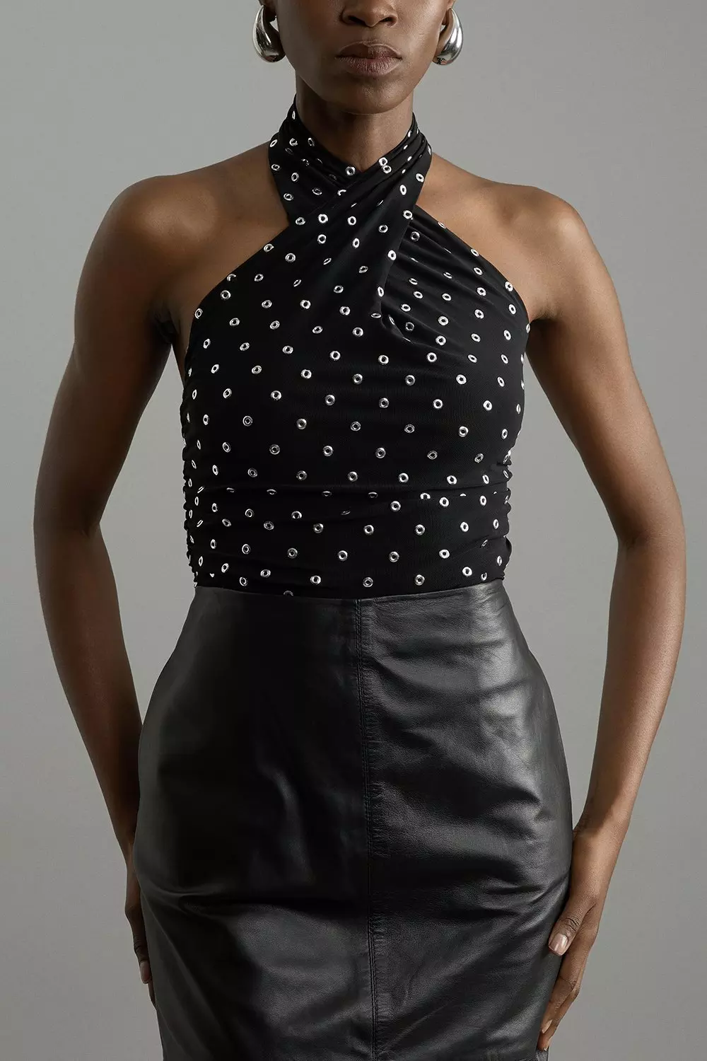 Studded Mesh Bodysuit | Karen Millen