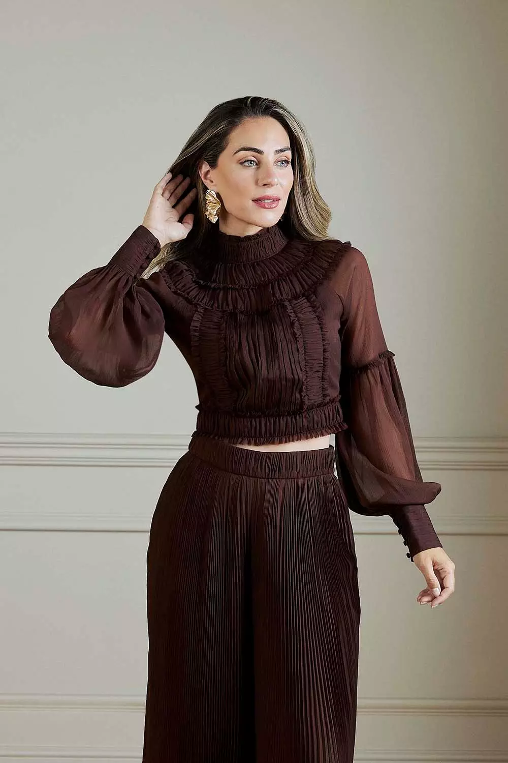 Dramatic Bow Cinched Waist Top