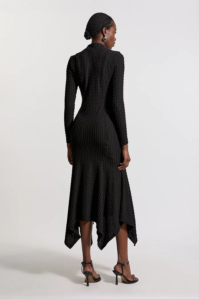 Maxi Textured Jersey Waterfall Dress | Karen Millen Maxi Textured Jersey Waterfall Dress | Karen Millen