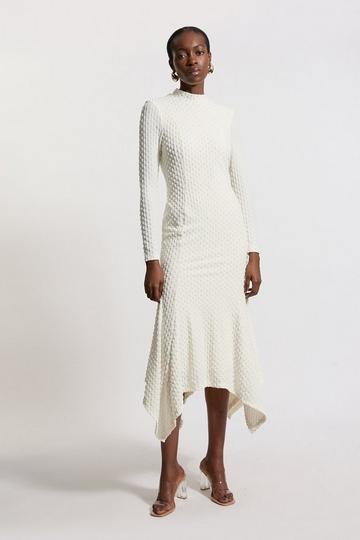 Maxi Textured Jersey Waterfall Dress ivory