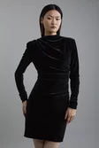 Velvet Long Sleeve Detail Midi Dress | Karen Millen Velvet Long Sleeve Detail Midi Dress | Karen Millen