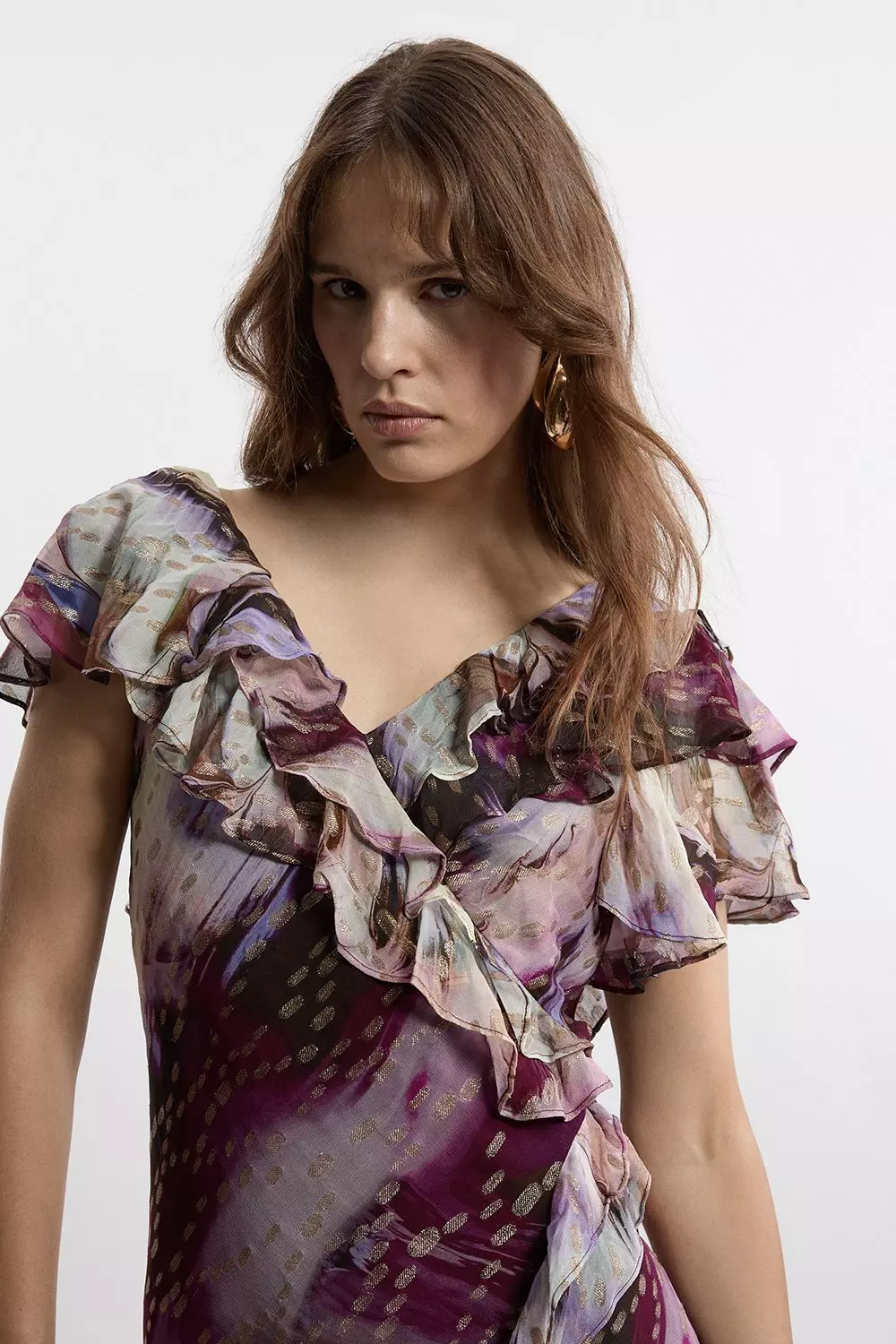 Karen millen fit and flare ruffle dress sale