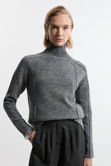 Wool Blend Cosy Knit Longline Sweater grey