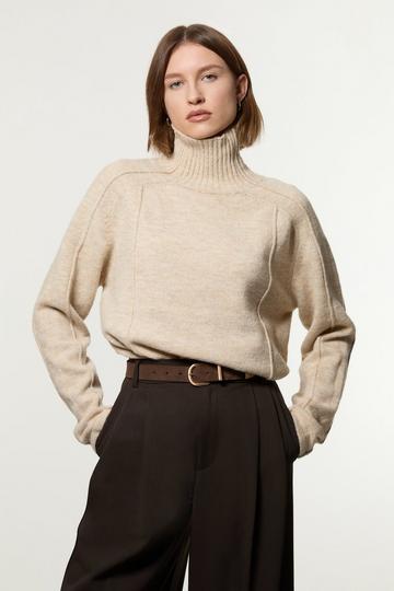 Wool Blend Cosy Knit Longline Jumper sand