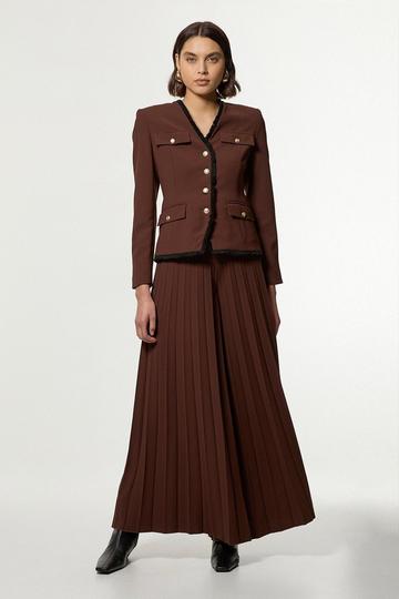 Tailored Crepe Blazer Jumpsuit coffee