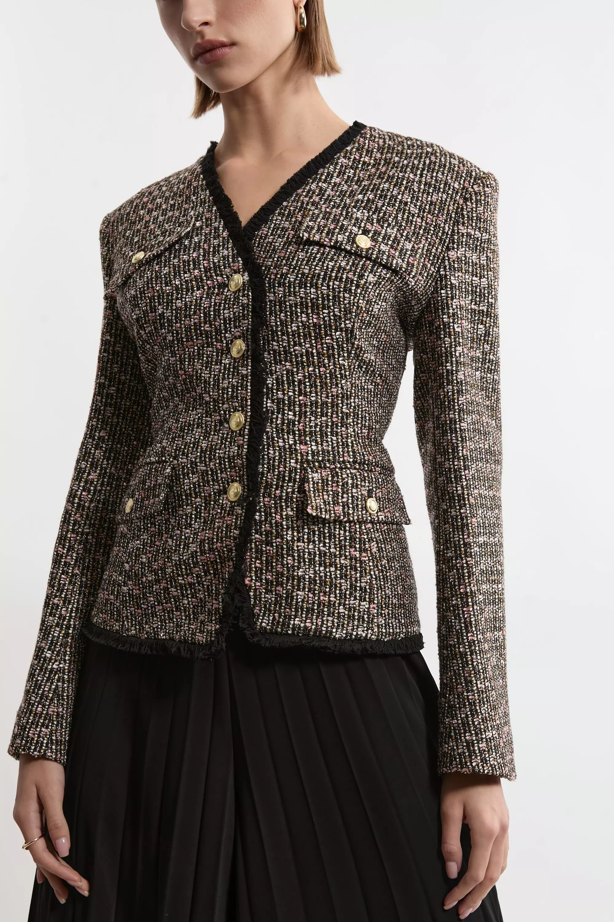 Wool Mix Boucle Tailored Blazer Jumpsuit | Karen Millen