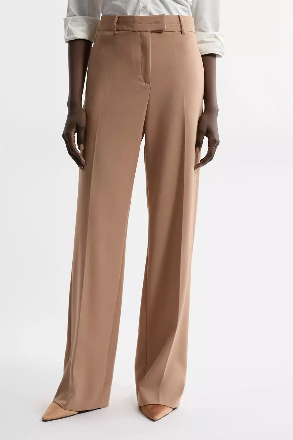 Compact Stretch Tailored Wide Leg Trousers | Karen Millen